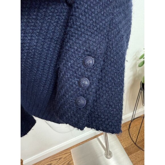 Vince Womens Navy Wool Blend Woven Button Blazer Size 6 Academia Preppy Designer - Picture 6 of 16